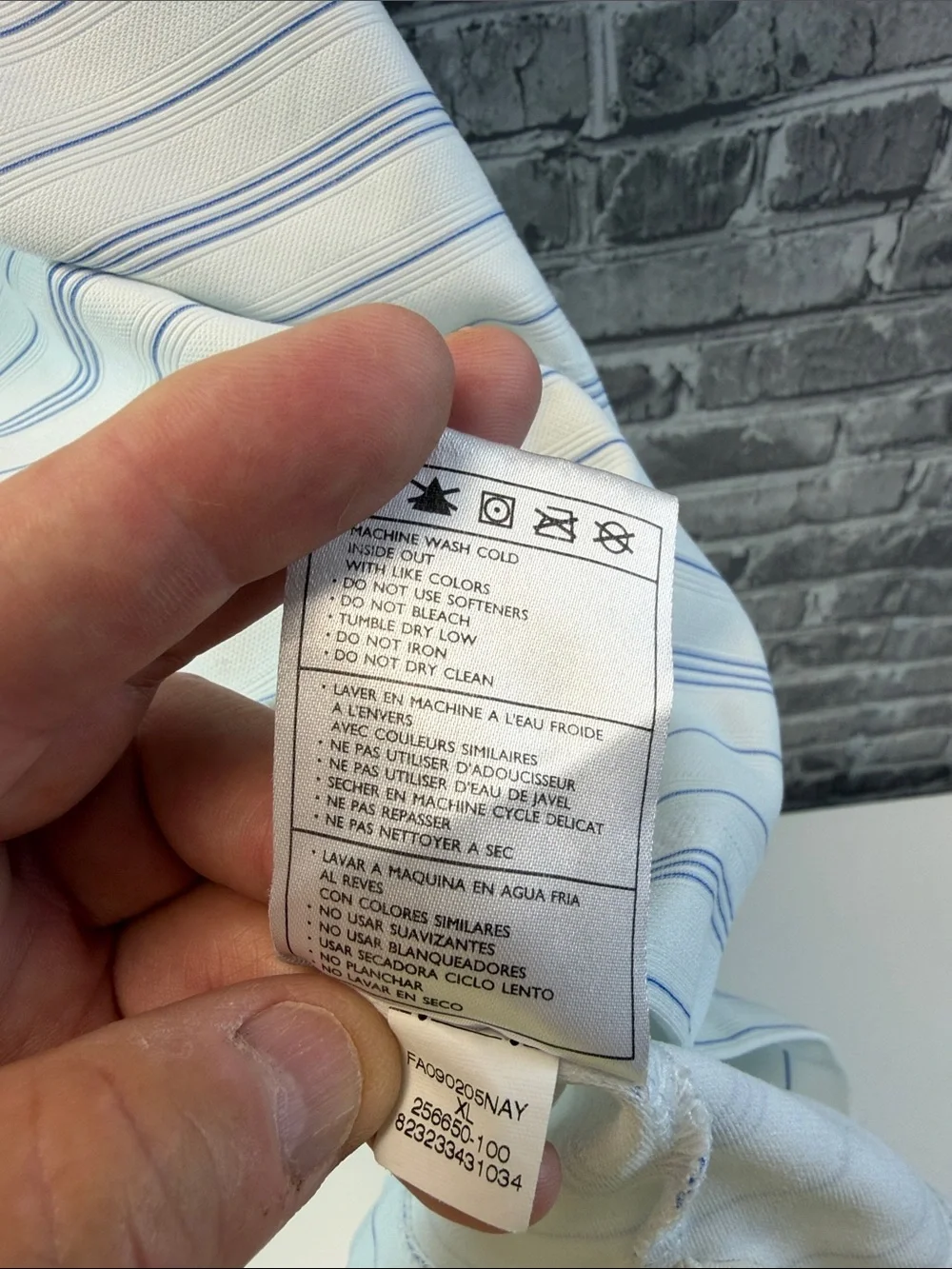 Nike Men’s White Polo with Light Blue‎ Pinstripes